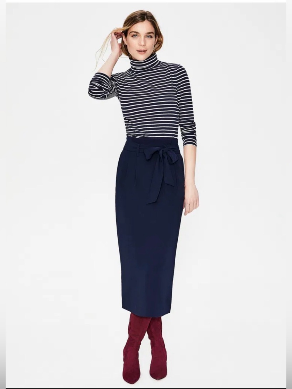 Boden Melina Paper bag Skirt - Wool Navy Sz 16